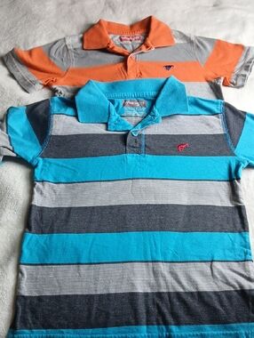 Wrangler Boys' Turquoise, Gray & Navy Striped Polo Set (2 shirts)